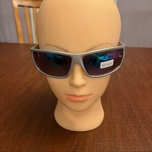 Mirrored Rectangular Sunglasses Silver Gray 130mm